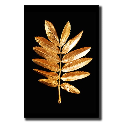 Cuadro Decorativo Moderno de hojas en dorado #75 de 80 X 120 cm.