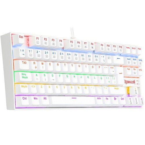 Teclado Redragon Kumara Rainbow White K552W-KR Mecanico Switch Red Gaming Español