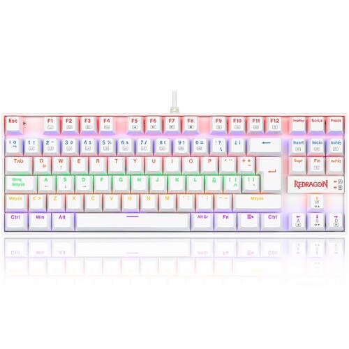 Teclado Redragon Kumara Rainbow White K552W-KR Mecanico Switch Red Gaming Español