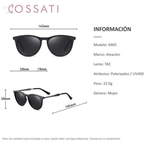 Lentes de Sol Para Mujer Cossati 6905 Polarizados Con Protección UV400.