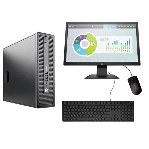 PC HP EliteDesk 800 G2 SFF-Core i5,6ta generación-8GB RAM,256GB Disco Solido-Monitor 18.5"-Windows 10 PRO- Equipo Clase A, Reacondicionado.	.