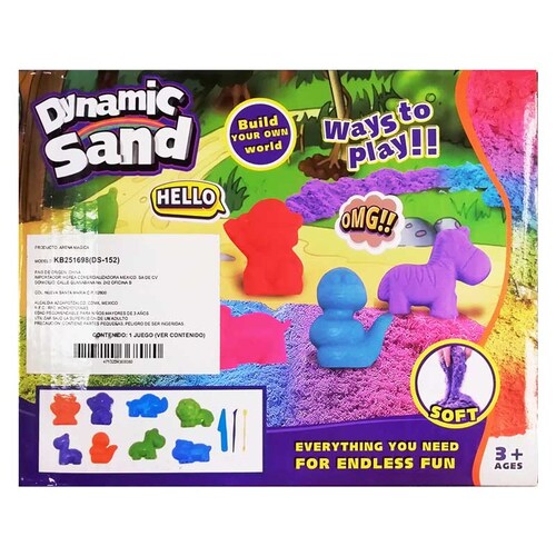 Arena Mágica Moldea Magic Sand Niños Zoo Dinosaurio 300g.