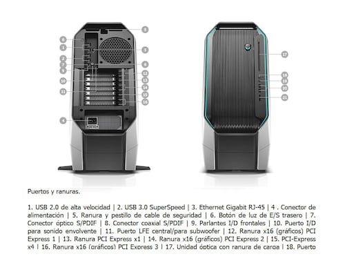 PC Dell Alienware Area 51 R2 Gaming Desktop, Core i7-5820k 3,3GHz, 16gb Ram, 2Tb DD, AMD Radeon R9 270 de 2Gb GDDR5, Reacondicionado Grado A