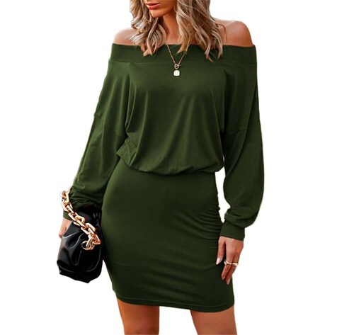 Vestido strapless manga larga ajustado