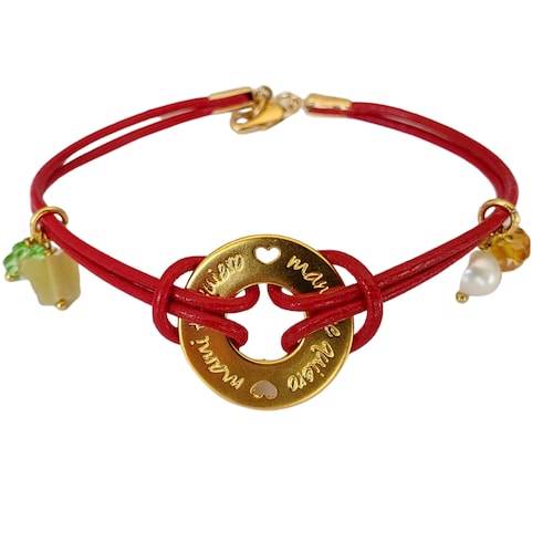 Pulsera Mamá Ideas Cristal Chapada en Oro Dije 'Mami te Quiero' Mujer