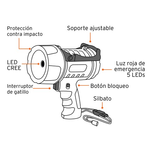 Lámpara recargable de led alta potencia, 550 lm   12984