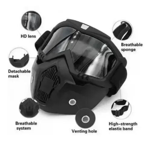 Mascara Y Goggles Motociclismo Tornasol Negro