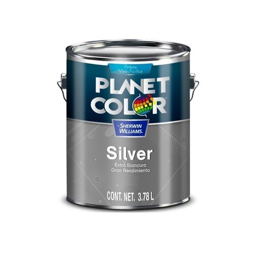 Pintura Sherwin Williams Silver Galón 3.78 Lt Color Blanco Mate PCSWJ0140	