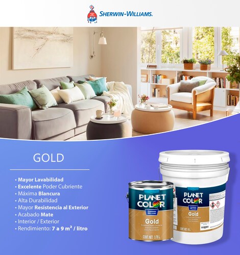 Pintura Sherwin Williams Gold Galón 3.78 Lt Color Blanco Mate PCGWJ0140