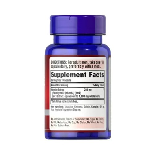 Yohimbe Desempeño Sexual Para Hombres 2000mg 50ct Energia Vital Puritan's Pride 