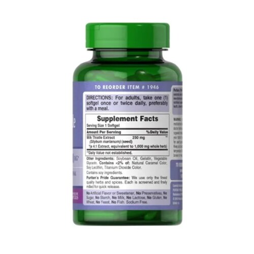 Cardo Mariano Milk Thistle 1000mg 180 Capsulas Puritan's Pride 