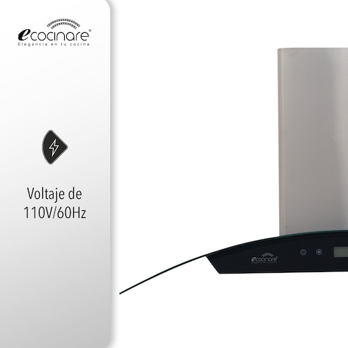 Campana de Cocina 90cm para PARED (Botones touch), Acero Inoxidable y Vidrio Templado, Extractora y Purificadora, 3 Velocidades de Succión, Iluminación LED, Filtros Metálicos