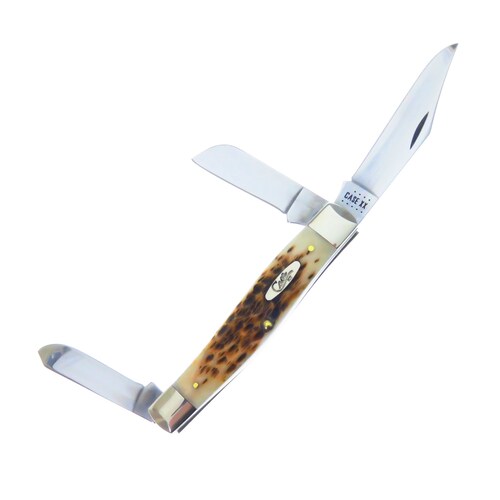 Ca204 Case Navaja Stockman Grande Hueso Amber 3 Hojas.
