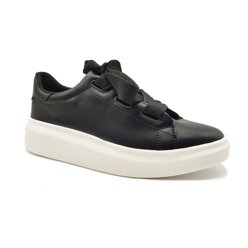 Tenis Plataforma Dama Bow Tie Negro Agujetas De Moño