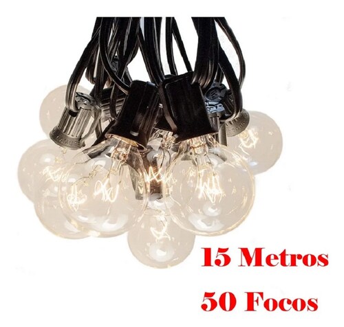 Guirnalda De Luces 50 Focos De Exterior Impermeable 15 metros