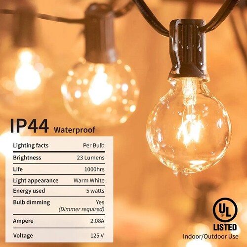Guirnalda De Luces 50 Focos De Exterior Impermeable 15 metros