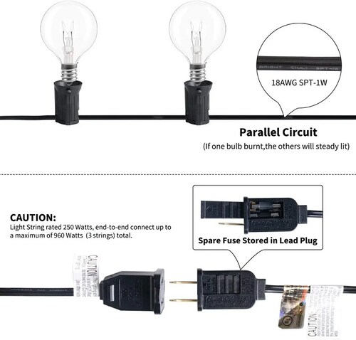 Guirnalda De Luces 50 Focos De Exterior Impermeable 15 metros