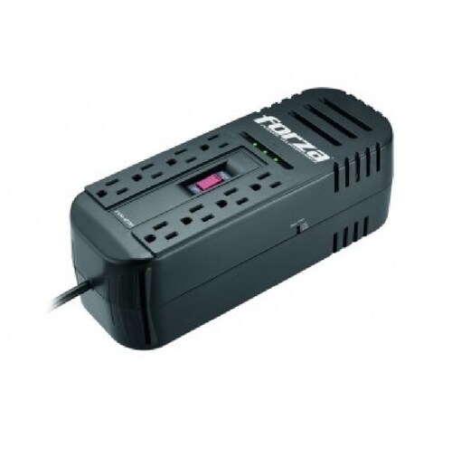 Regulador FORZA Negro Hogar Oficina 1200VA 600W energia descargas electricas tv Smartv PC MAC LAP