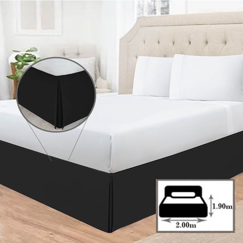 Rodapie De Cama King | Faldón Para Colchón | Negro