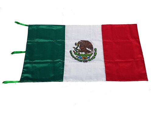 Bandera de mexico doble tela de razo 60x1.05 pintado al oleo
