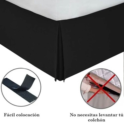 Rodapie De Cama Matrimonial | Faldón Para Colchón | Negro