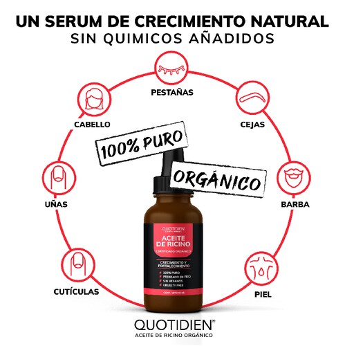 Aceite de Ricino Castor Oil Hidratante Skin Care Cabello, Pestañas y Facial Quotidien 50ml