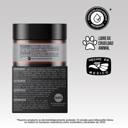 Mascarilla Detox de Carbon Activado y Arcillas Skin Care Facial Quotidien 50g