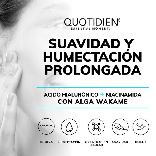 Gel Hidratante con Acido Hialuronico y Niacinanamida Skin Care Crema Facial Quotidien 50ml
