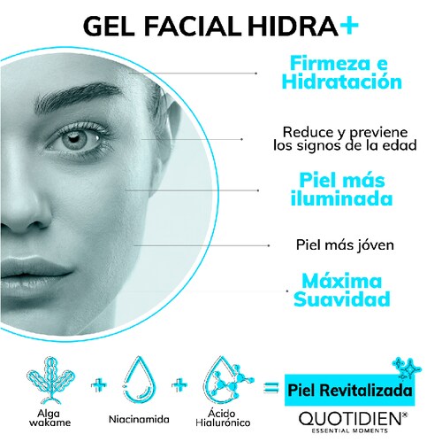 Gel Hidratante con Acido Hialuronico y Niacinanamida Skin Care Crema Facial Quotidien 50ml