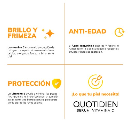 Serum Vitamina C + Acido Hialuronico Skin Care Suero Facial Quotidien 30ml