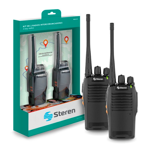 Kit De 2 Radios Intercomunicadores De 5 Watts UHF Steren RAD-010