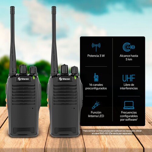 Kit De 2 Radios Intercomunicadores De 5 Watts UHF Steren RAD-010