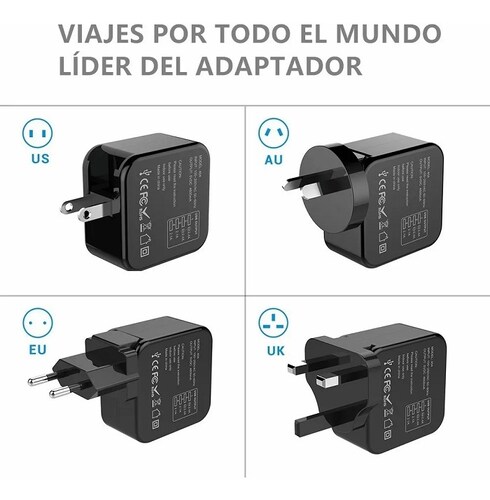 Cargador Universal De Viaje Adaptador Internacional Con 4usb