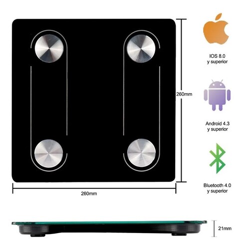 Escala De Grasa Corporal Digital Inteligente Bluetooth 4.0 Negra