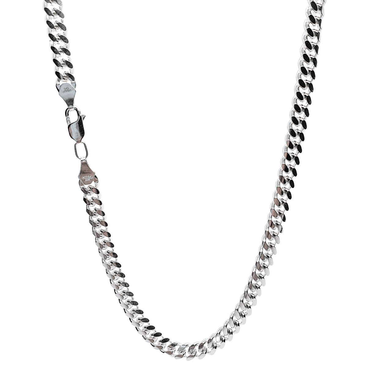 Cadena De Plata Cubana De Hombre Diamantada Con Broche De Caja, Incluye