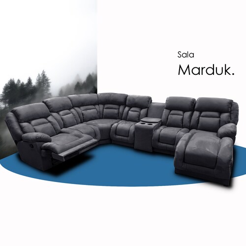 Sala Modular c/ Reclinable Marduk Gris Oxford  chaise der. MADERIAN // ENTREGA EN CDMX Y ZONA METROPOLITANA