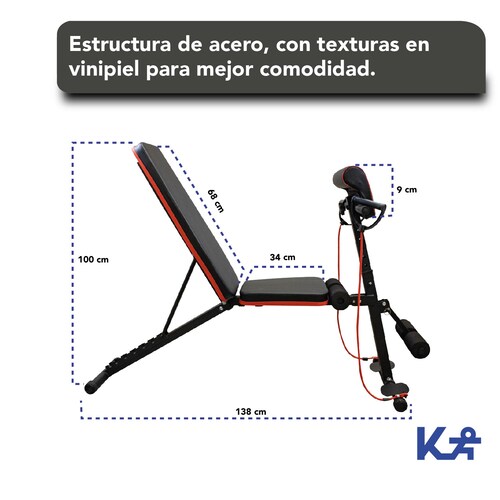 Banco Predicador Inclinado Multiposciones Plegable + Bandas 
