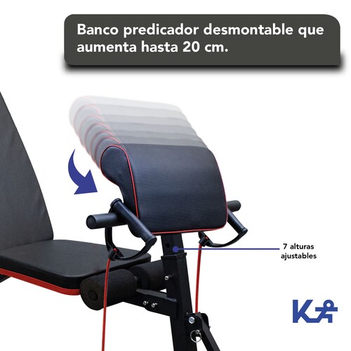 Banco Predicador Inclinado Multiposciones Plegable + Bandas 