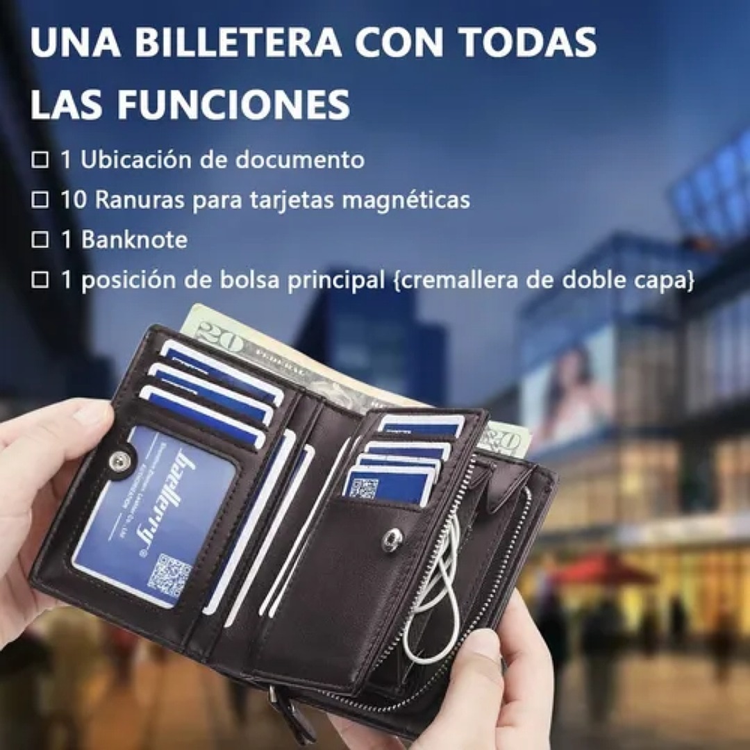 Cartera Baellerry De Cuero Con Monedero Cierre Para Hombre