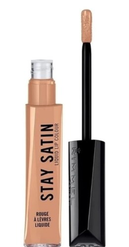 Labial liquido tono take a chill pill, modelo Stay Satin, marca Rimmel London.