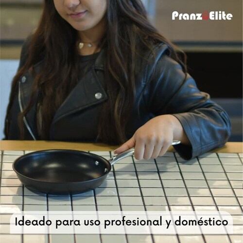 Sartén Antiadherente de Acero Inoxidable 20 cm Diámetro con Cubierta de Teflón Marca Pranzo Elite 