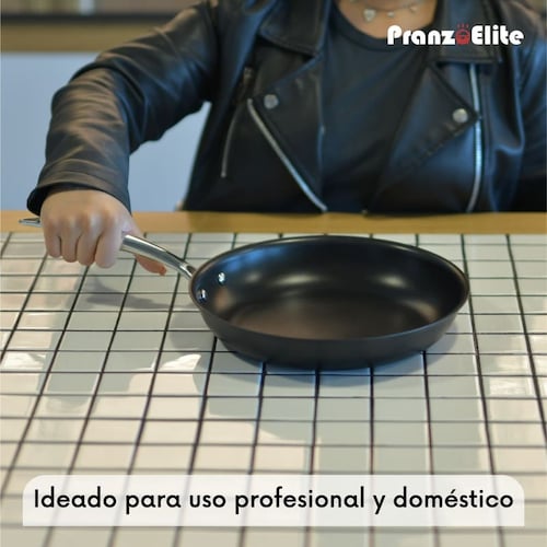 Sartén Antiadherente de Acero Inoxidable 25 cm Diámetro con Cubierta de Teflón Marca Pranzo Elite 