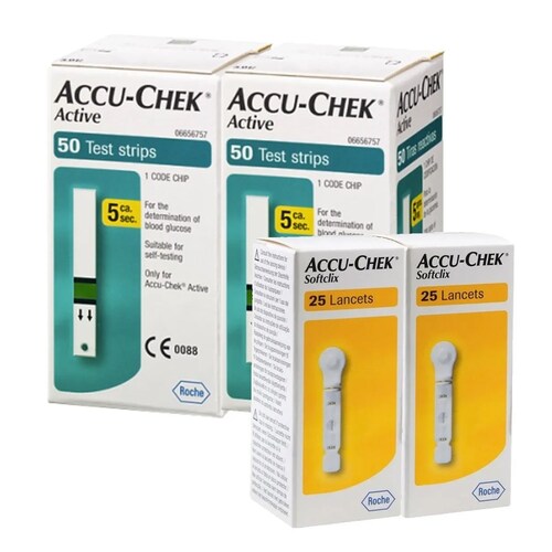 Paquete Accu-chek Active 100 Tiras Y 50 Lancetas