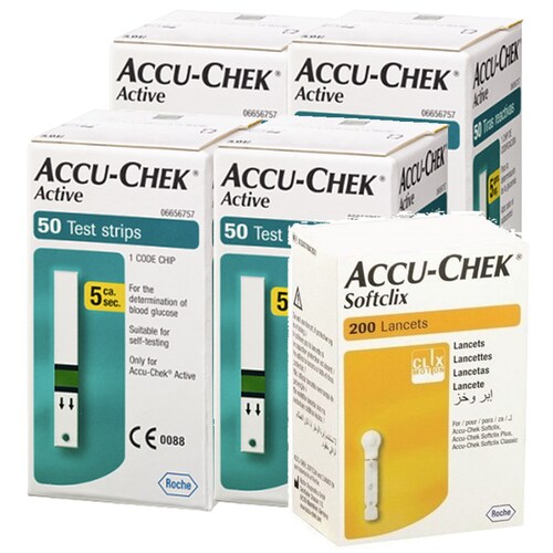 Accu-chek Pack Active 200 Tiras Y 200 Lancetas P Glucometro