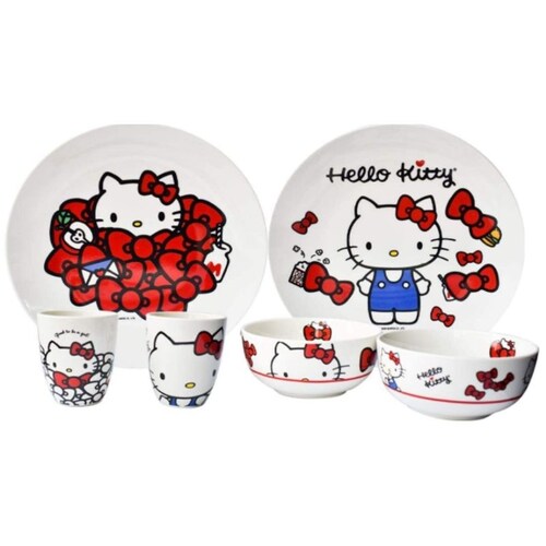 Fun Kids Sanrio 2415-3490 Juego Vajilla De Porcelana Hello Kitty Colección 12 Piezas Porcelana blanca