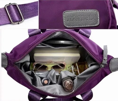 Bolso Multifuncional Impermeable Y Antirrobo Para Mujer Morado