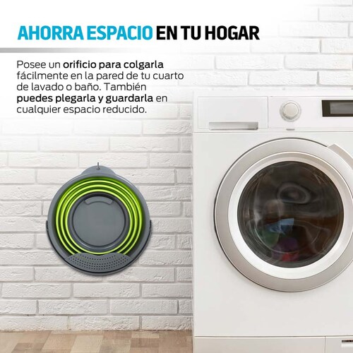 Cubeta Plegable de Silicón Resistente con Coladera Extraíble (10 L) Redlemon