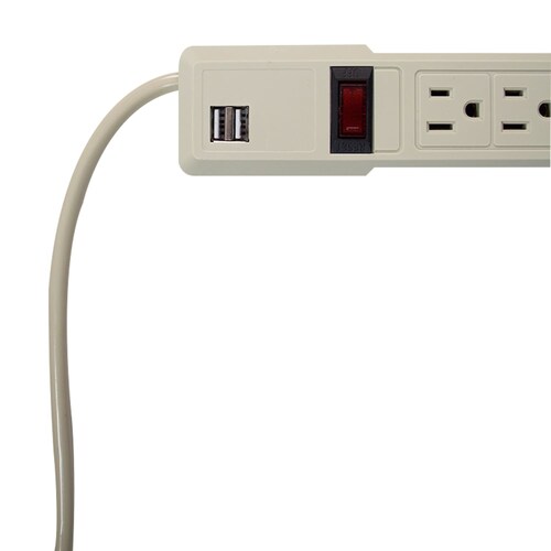 Supresor de Picos de 550 Joules con 6 Contactos + 2 Puertos USB, Smartbitt SBSS-550J6USB