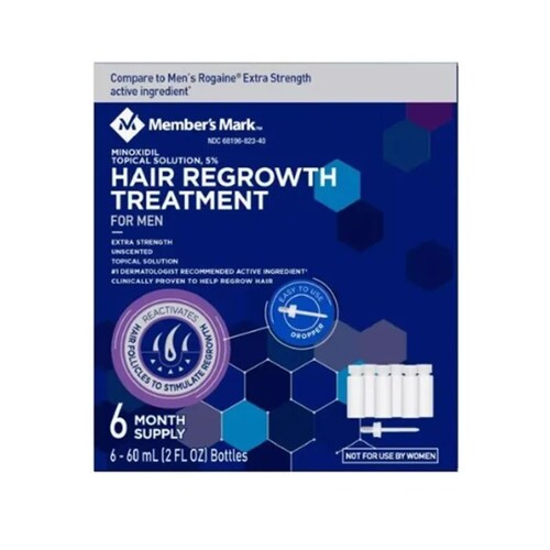 Minoxidil 5% Members Mark Topica 6 Meses Liquido 60ml 6 Pack 