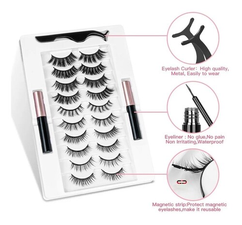 Kit 10 Piezas 3d Magnético De Pestañas Postizas